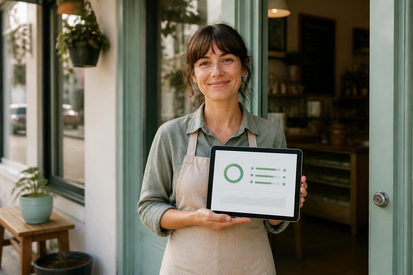 A local business owner reviewing a simple website health report